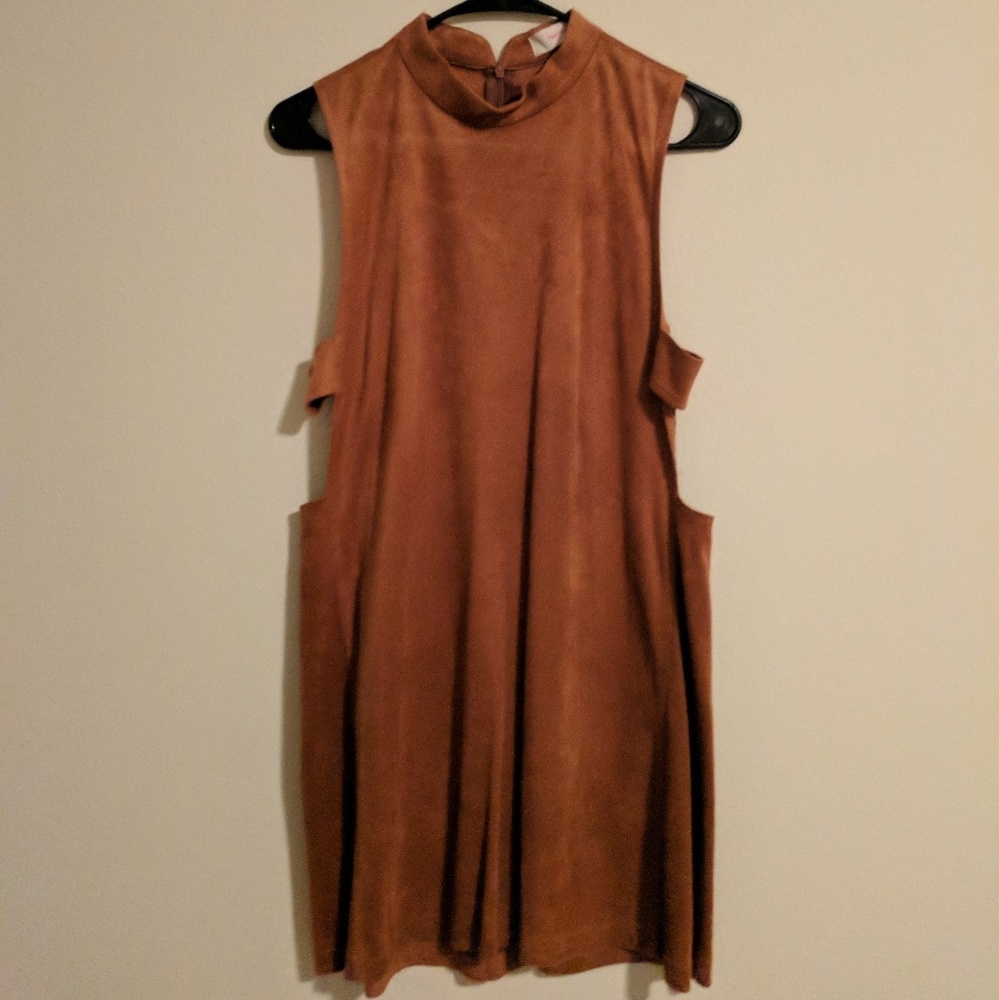 Suede Opened Side Mini Dress